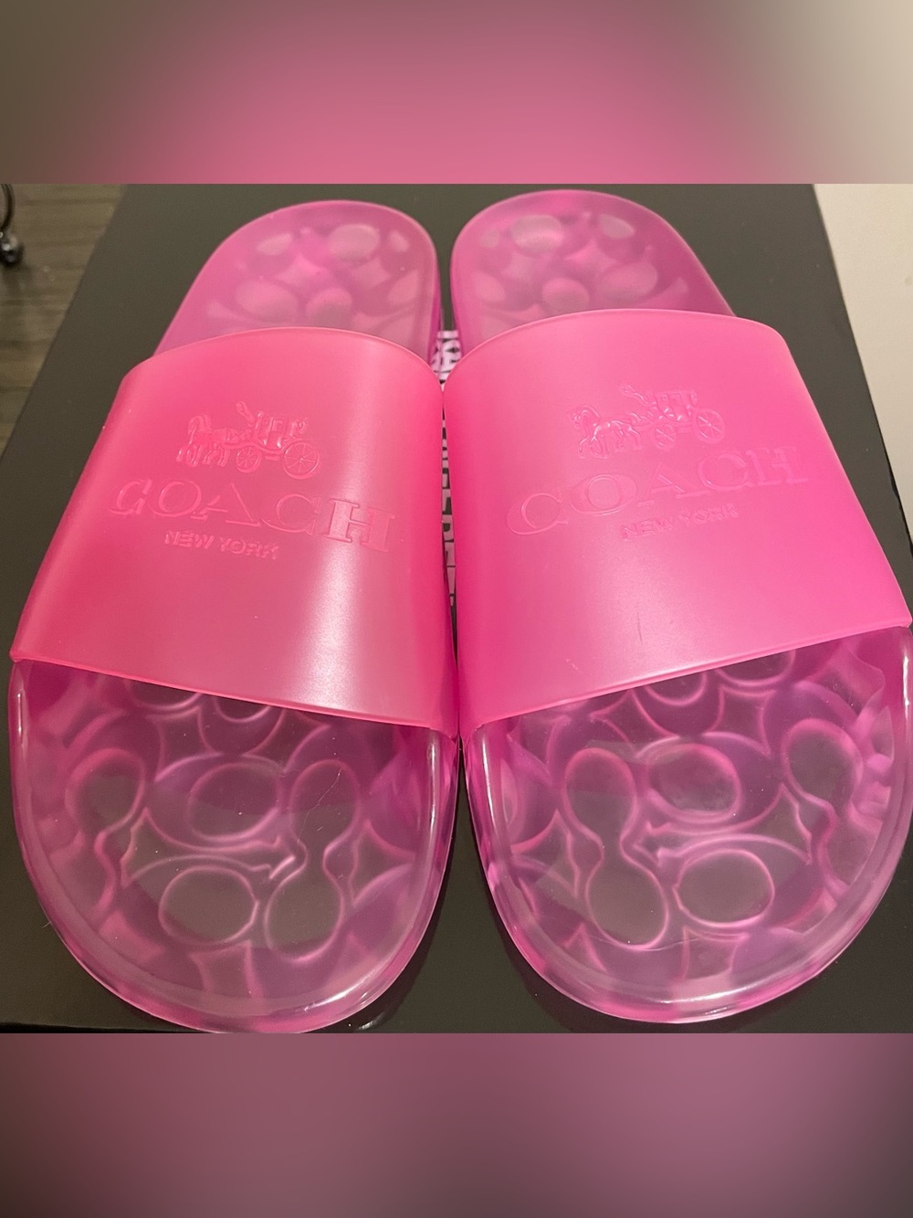 Coach Hot Pink Jelly Slide Sandals
